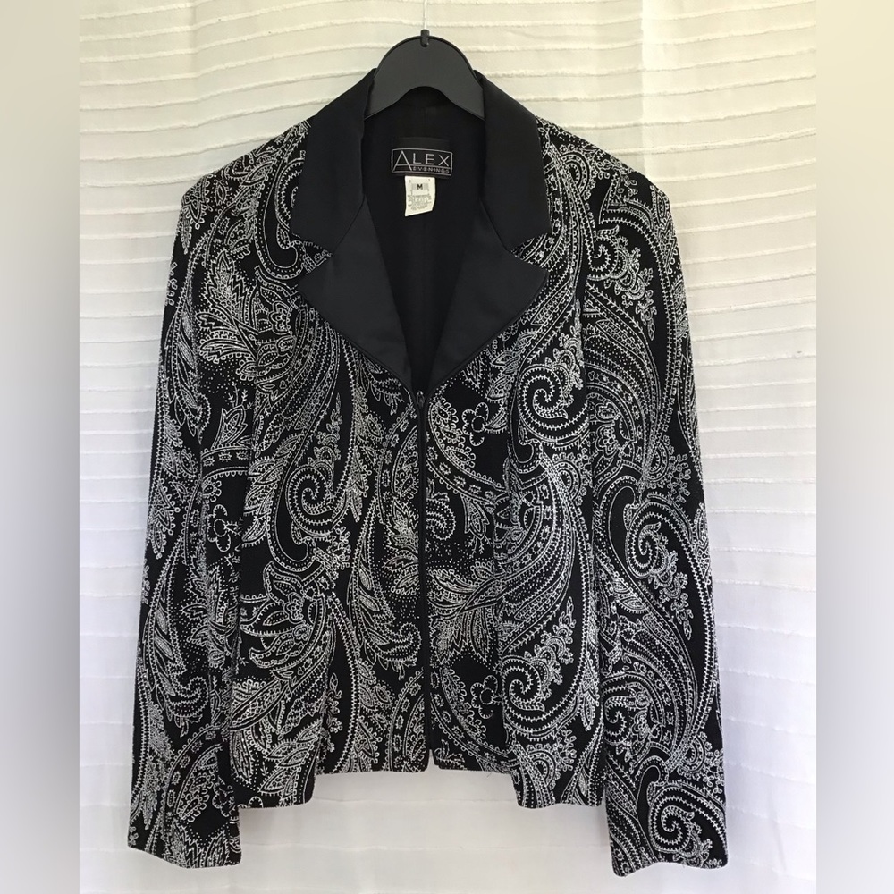 Alex Evening Jacket Black with Silver/Gitter Print